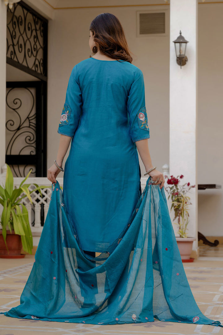 Teal Color Viscose Silk Readymade Salwar Suit For Festive | Buy Online India