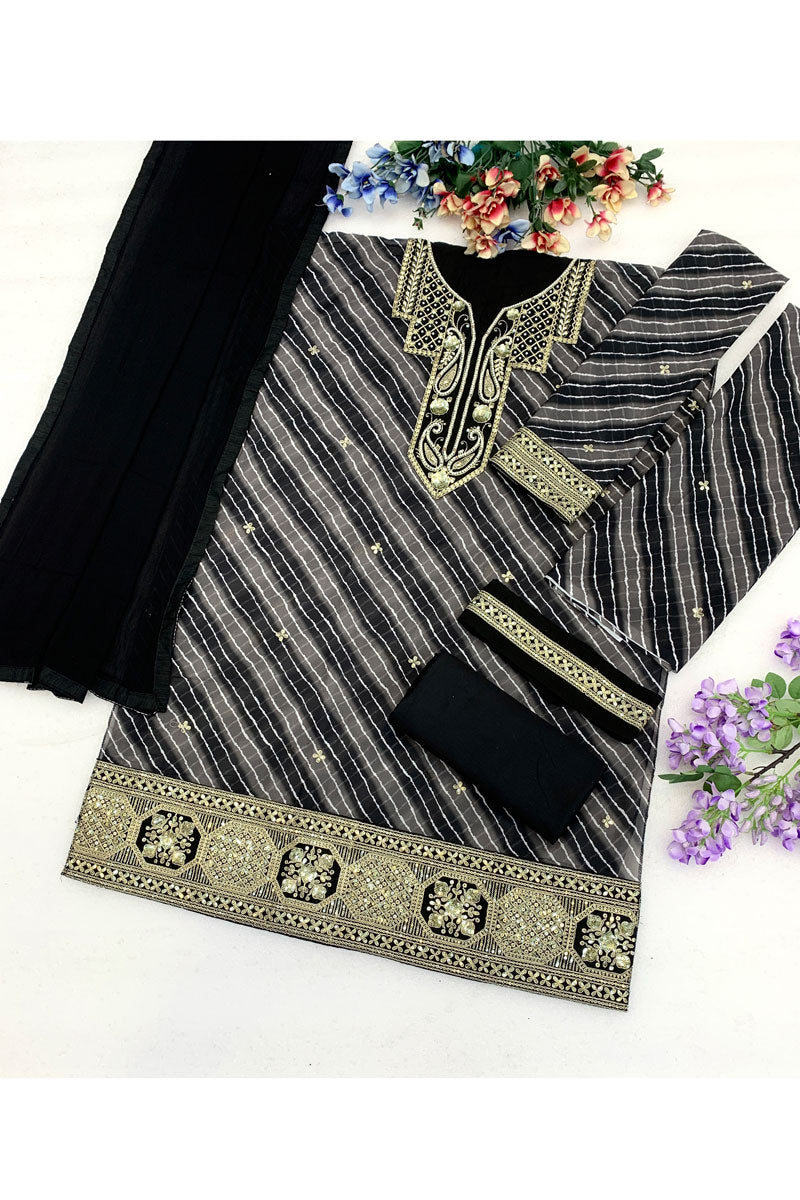 Black Color Georgette Fabric Chic Sharara Suit For Festival | Buy Online India