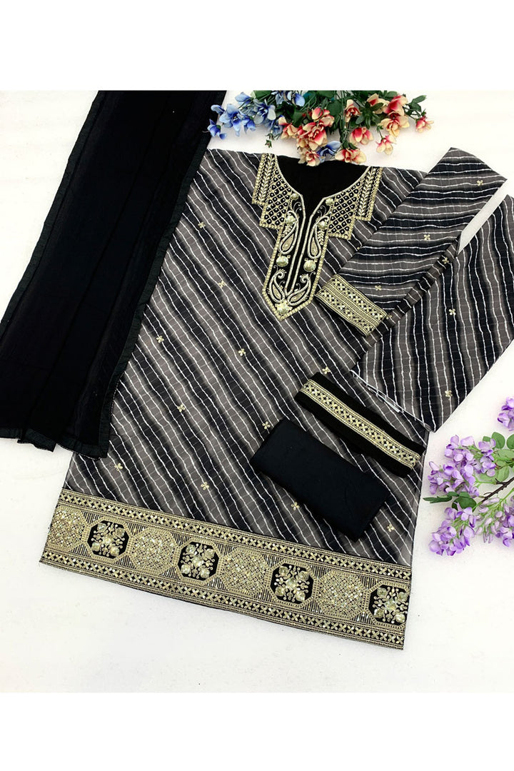 Black Color Georgette Fabric Chic Sharara Suit For Festival | Buy Online India