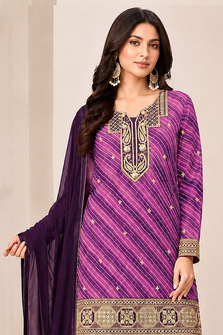 Soothing Purple Color Georgette Festive Style Sharara Suit | Buy Online India