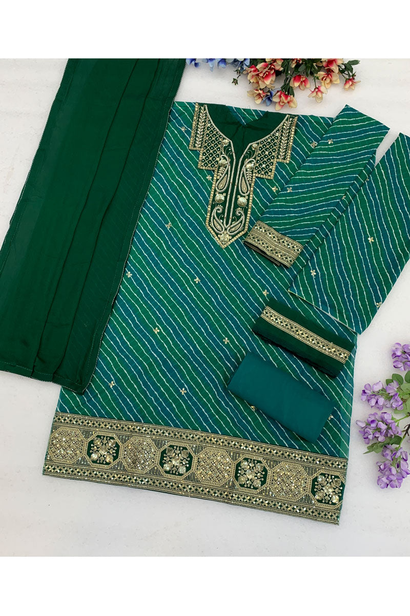 Festive Style Georgette Fabric Green Sharara Suit | Buy Online India