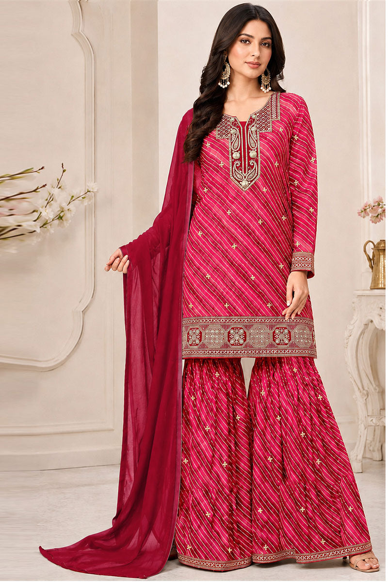 Graceful Georgette Red Sharara Suit For Festive | Buy Online India