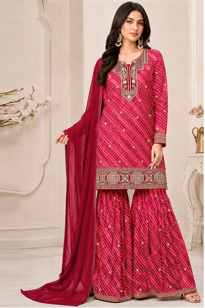 Graceful Georgette Red Sharara Suit For Festive | Buy Online India