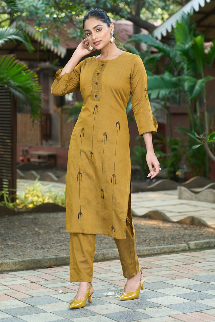 Roma Silk Fabric Mustard Color Amazing Readymade Top With Bottom | Buy Online India