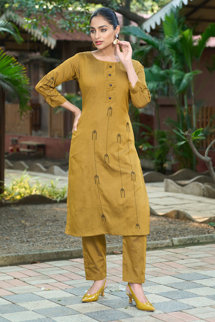 Roma Silk Fabric Mustard Color Amazing Readymade Top With Bottom | Buy Online India