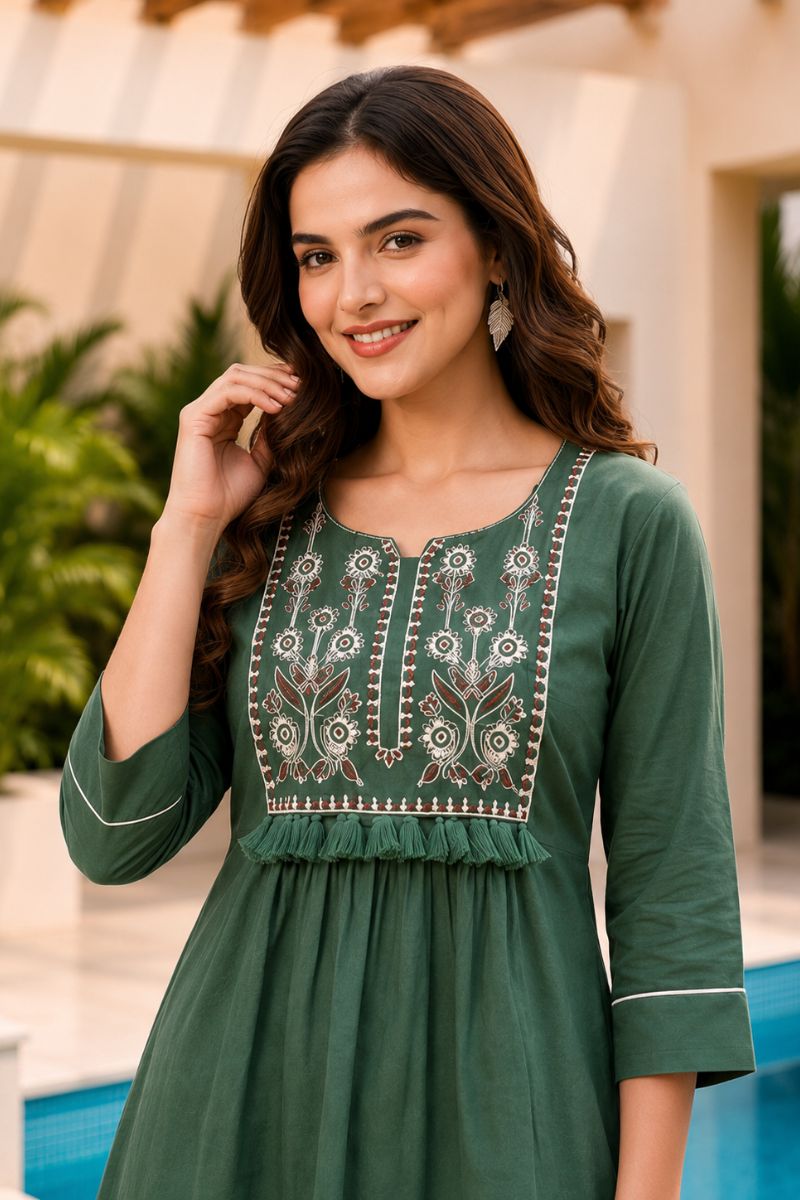 Teal Color Casual Readymade Co-ord Set In Cotton Fabric | Buy Online India