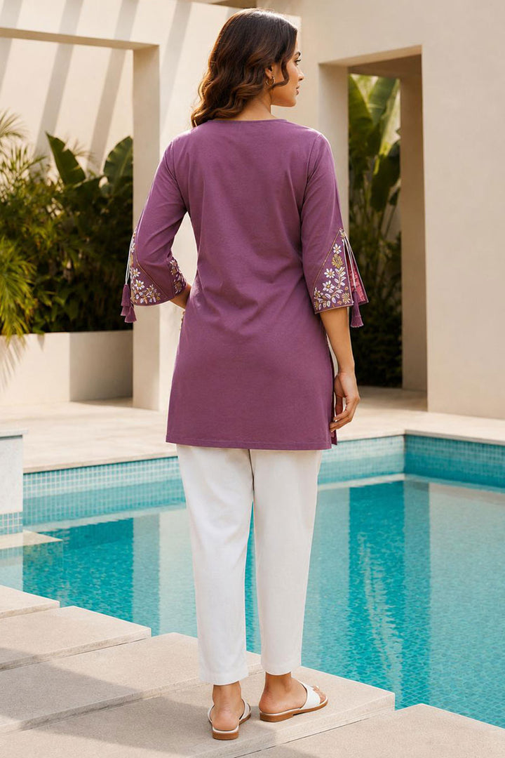 Purple Color Casual Readymade Rayon Tunic Kurti | Buy Online India