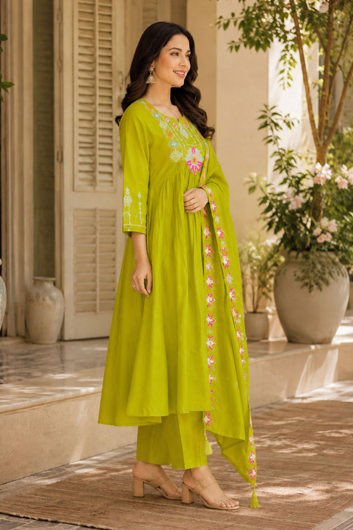 Green Color Art Silk Engaging Readymade Anarkali Style Suit | Buy Online India