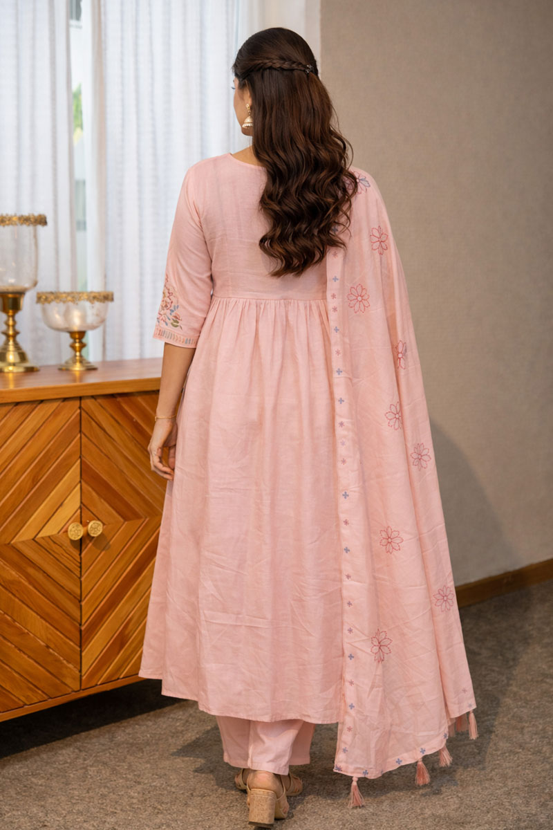 Excellent Art Silk Pink Color Readymade Anarkali Style Suit | Buy Online India