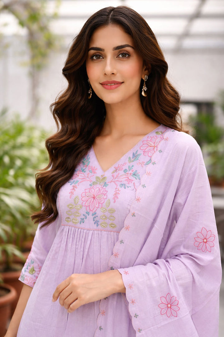 Lavender Color Art Silk Stunning Readymade Anarkali Style Suit | Buy Online India