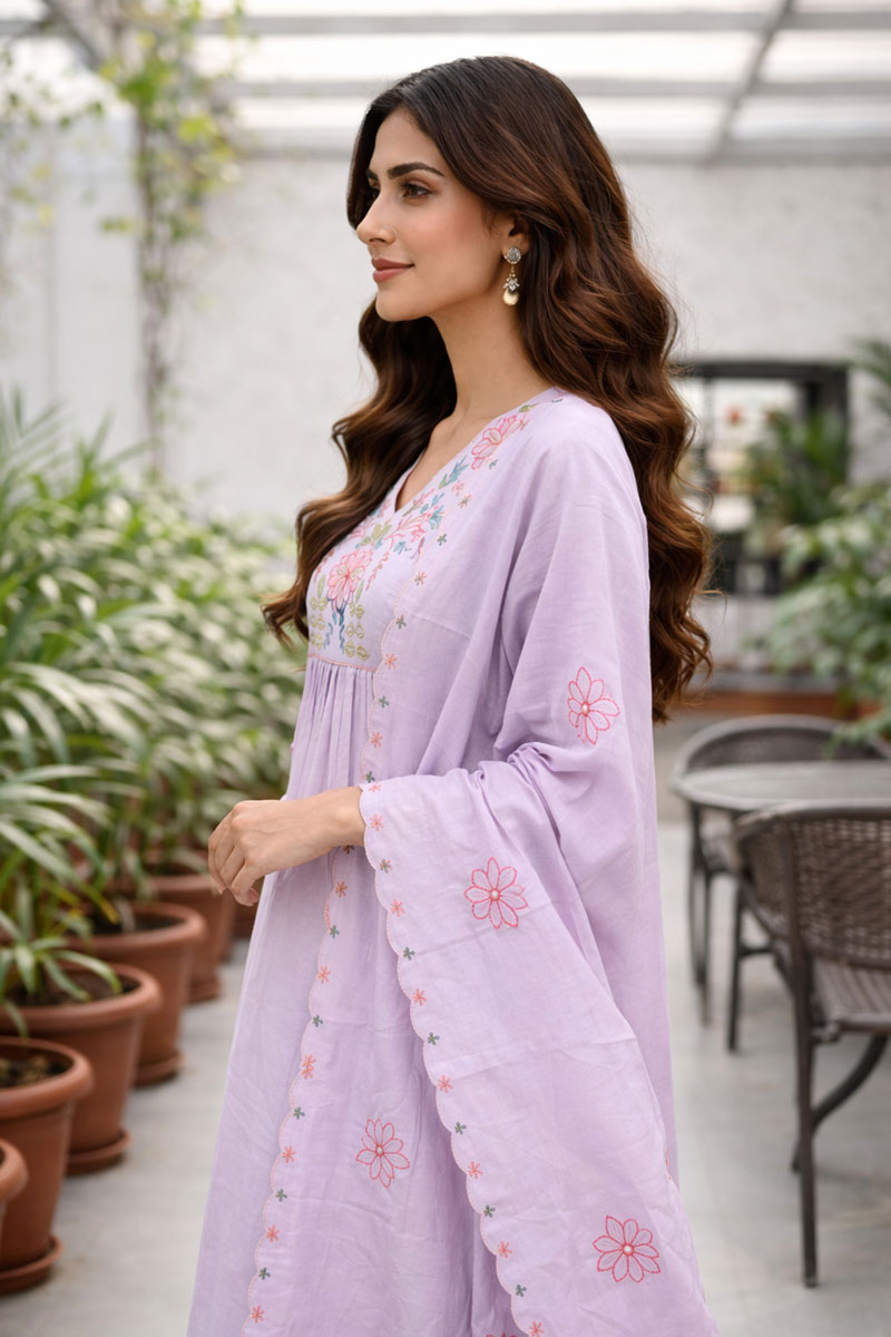 Lavender Color Art Silk Stunning Readymade Anarkali Style Suit | Buy Online India