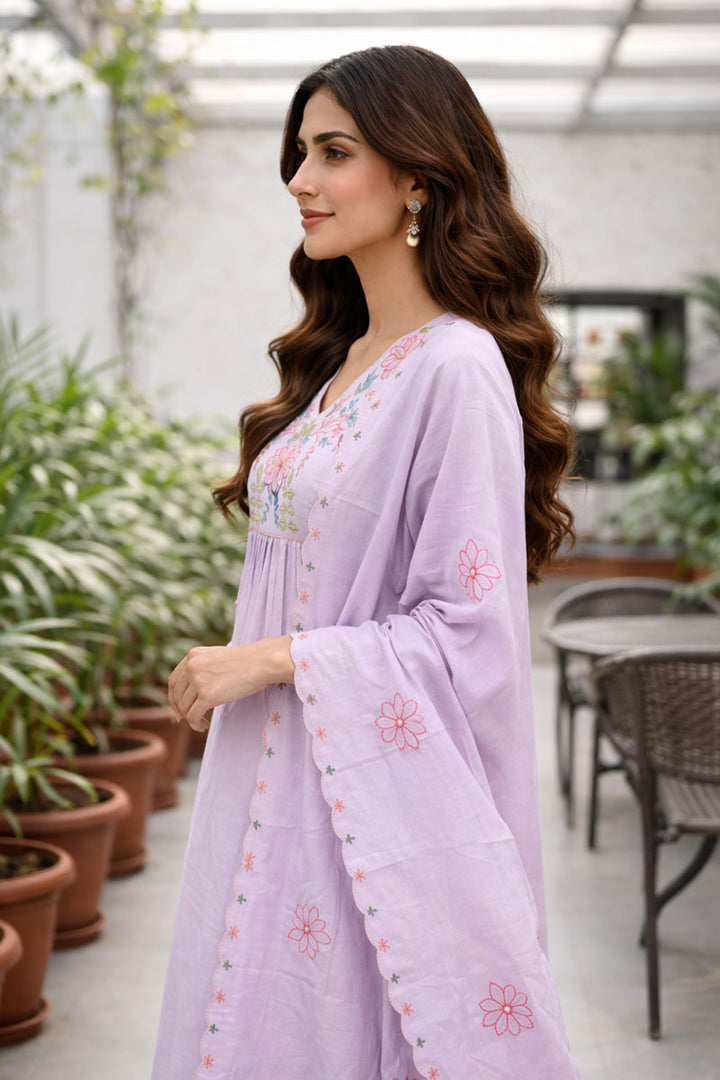 Lavender Color Art Silk Stunning Readymade Anarkali Style Suit | Buy Online India