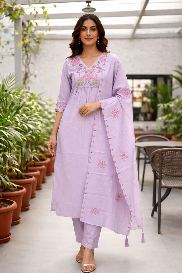 Lavender Color Art Silk Stunning Readymade Anarkali Style Suit | Buy Online India