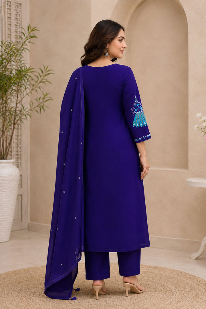 Blue Color Art Silk Readymade Anarkali Style Suit For Festive | Buy Online India