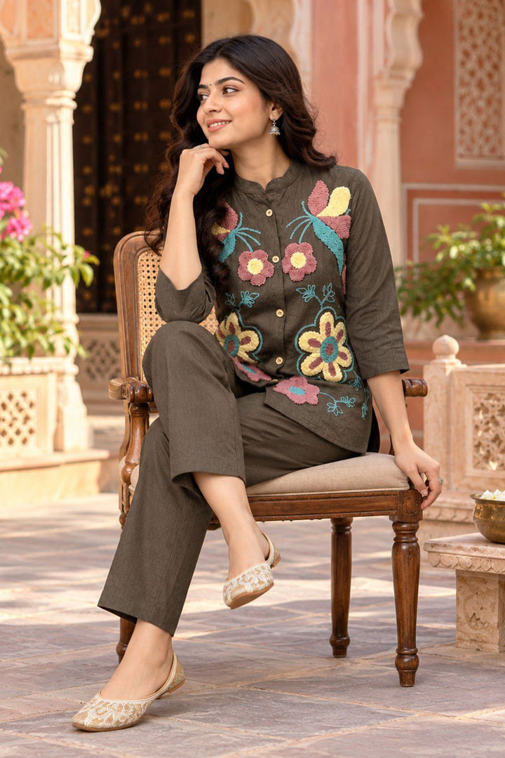 Brown Color Viscose Fabric Casual Style Readymade Co Ord Set | Buy Online India