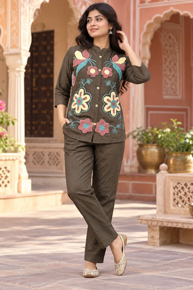 Brown Color Viscose Fabric Casual Style Readymade Co Ord Set | Buy Online India