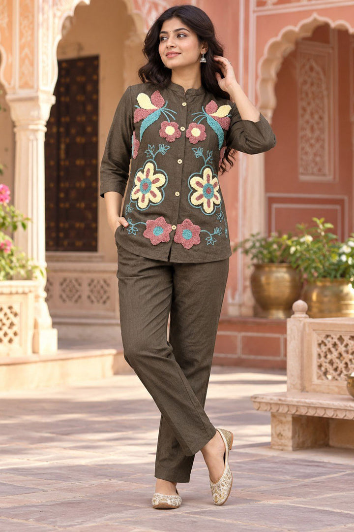 Brown Color Viscose Fabric Casual Style Readymade Co Ord Set | Buy Online India