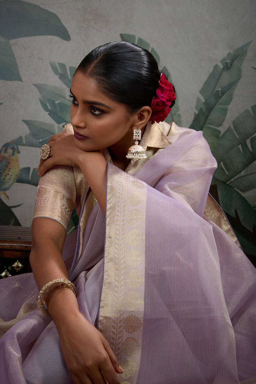 Lavender Color Weaving Work Tissue Silk Saree For Festival | Buy Online India