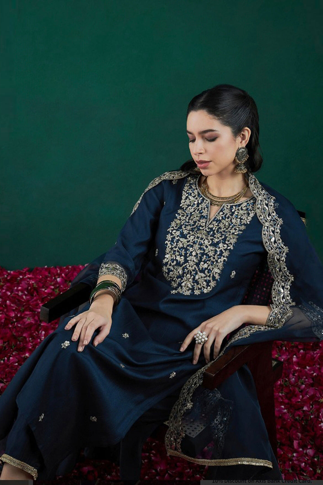 Elegant Blue Readymade Salwar Suit In Chanderi Fabric