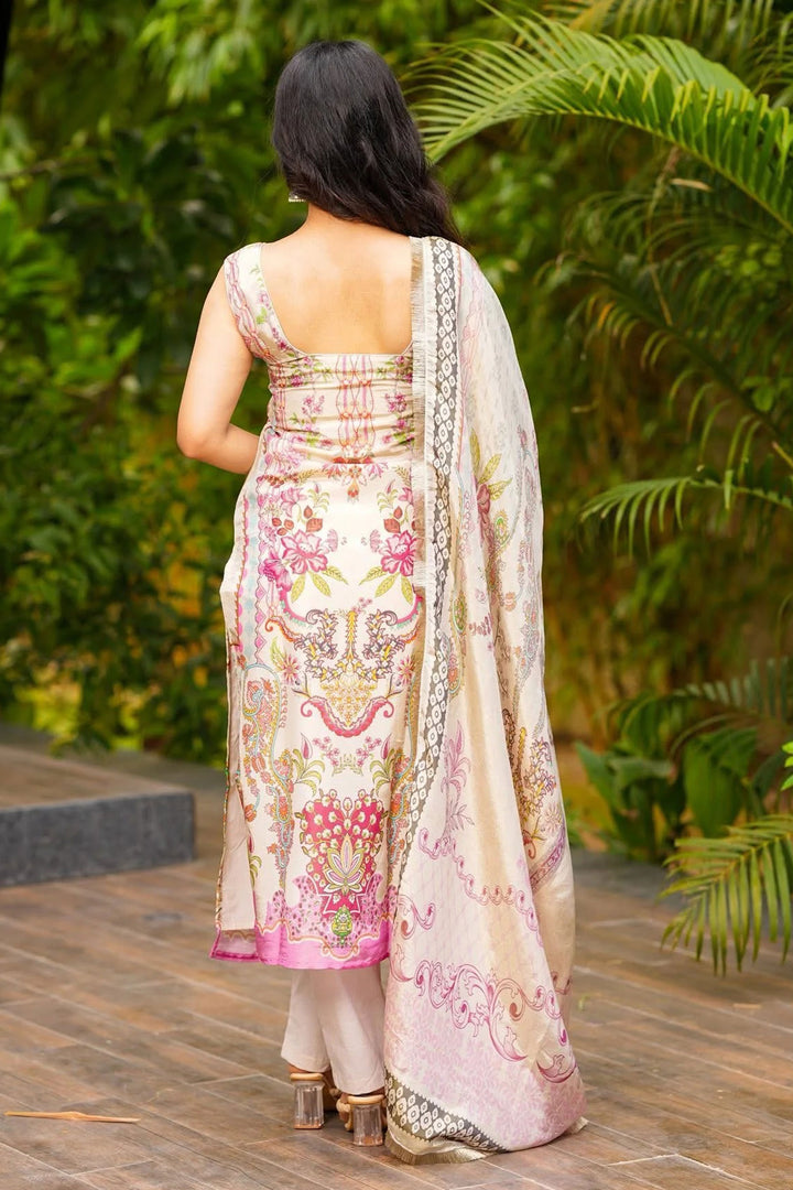 Cream Color Crepe Fabric Beatific Readymade Salwar Suit