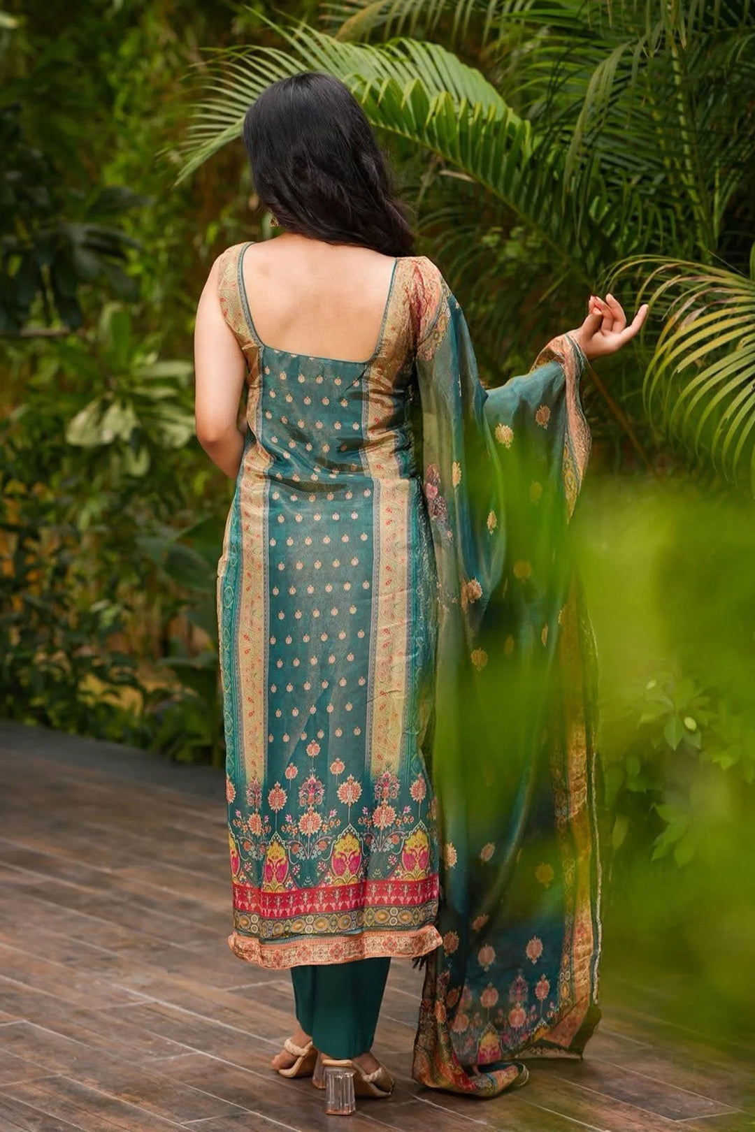 Lovely Art Silk Green Color Readymade Salwar Suit