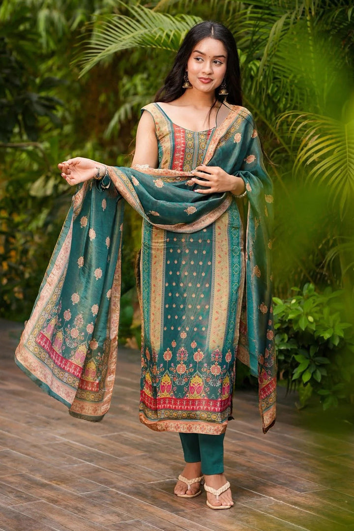 Lovely Art Silk Green Color Readymade Salwar Suit