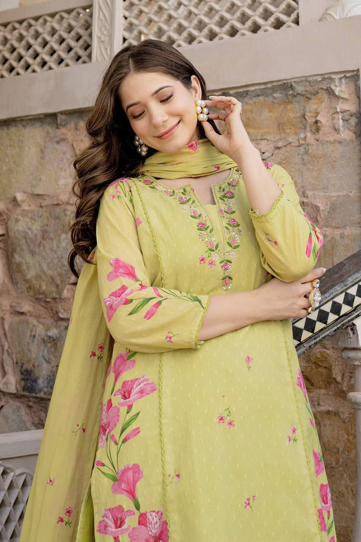 Yellow Color Chanderi Fabric Readymade Salwar Suit