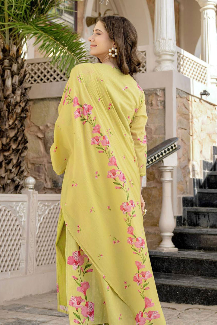 Yellow Color Chanderi Fabric Readymade Salwar Suit