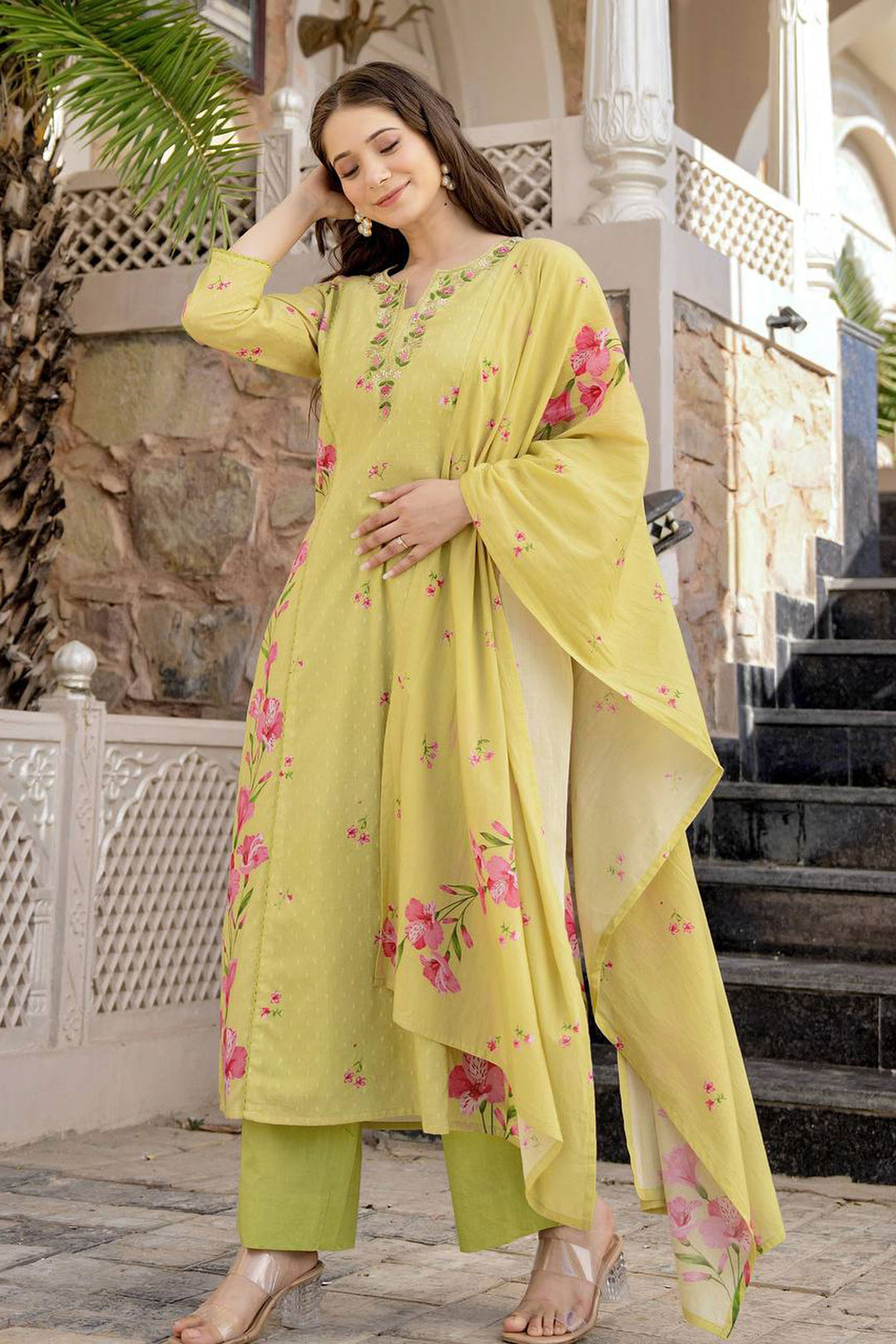 Yellow Color Chanderi Fabric Readymade Salwar Suit