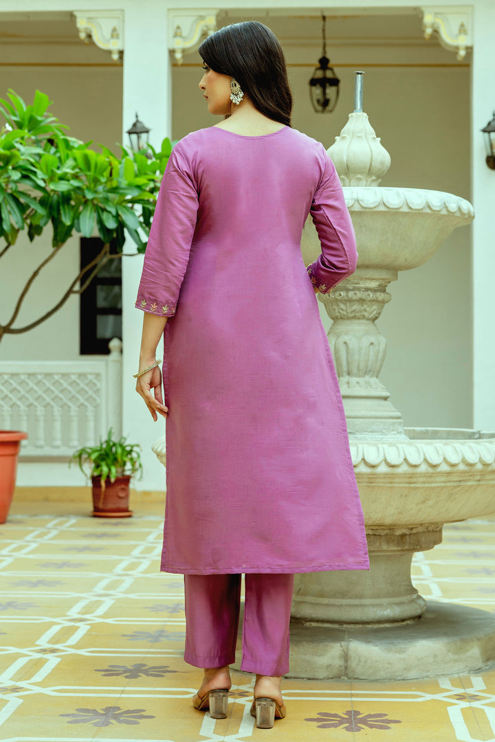 Pink Viscose Chanderi Silk Readymade Salwar Suit