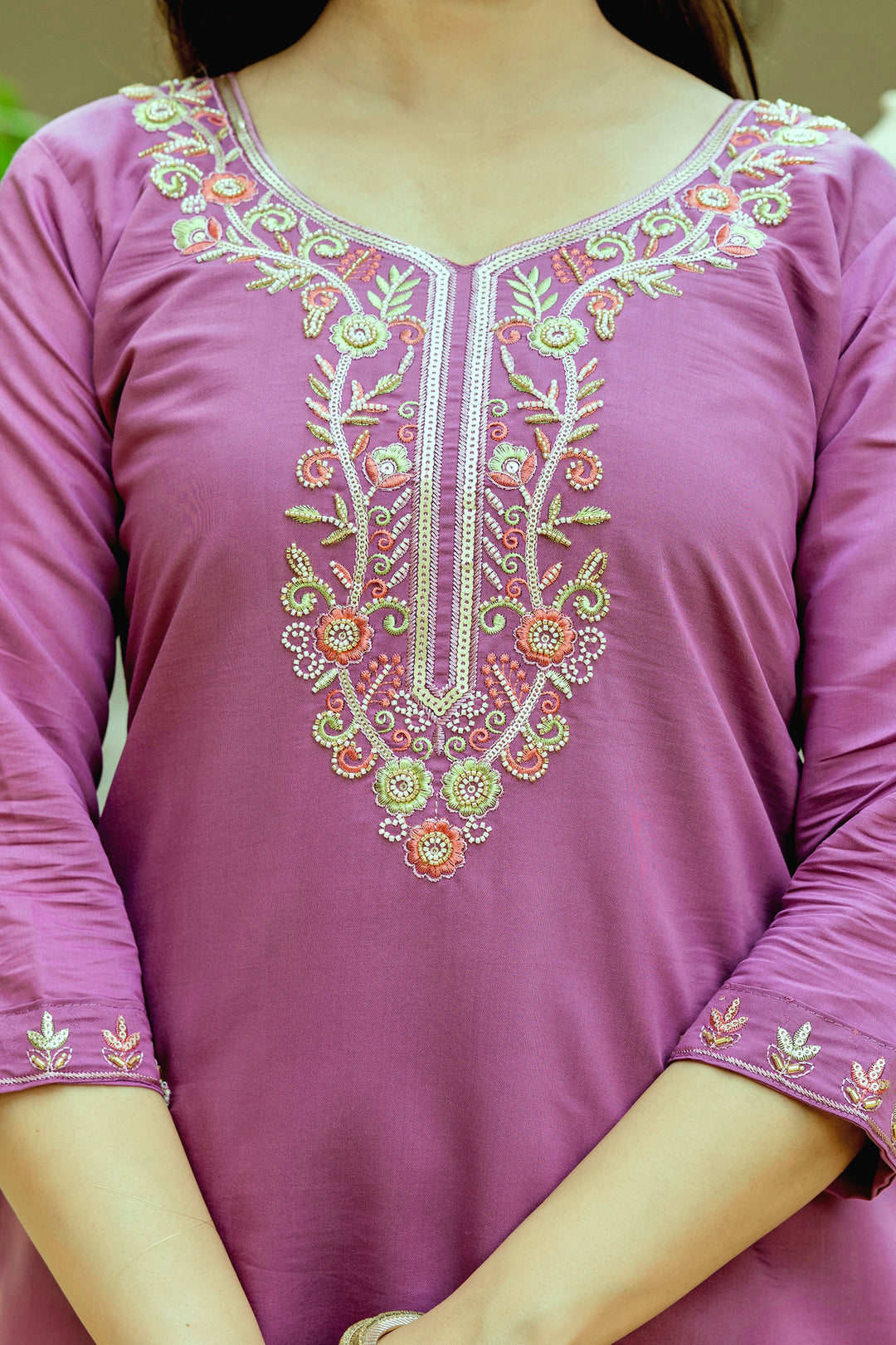 Pink Viscose Chanderi Silk Readymade Salwar Suit