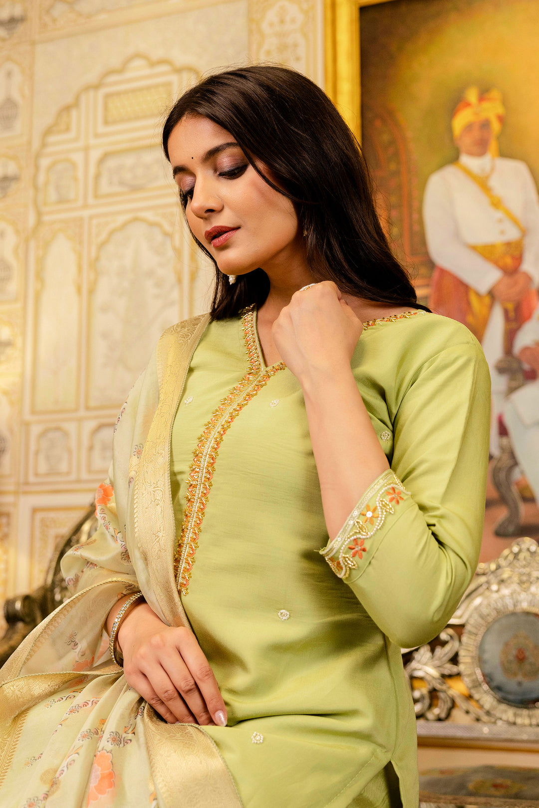 Yellow Viscose Festive Wear Readymade Salwar Suit