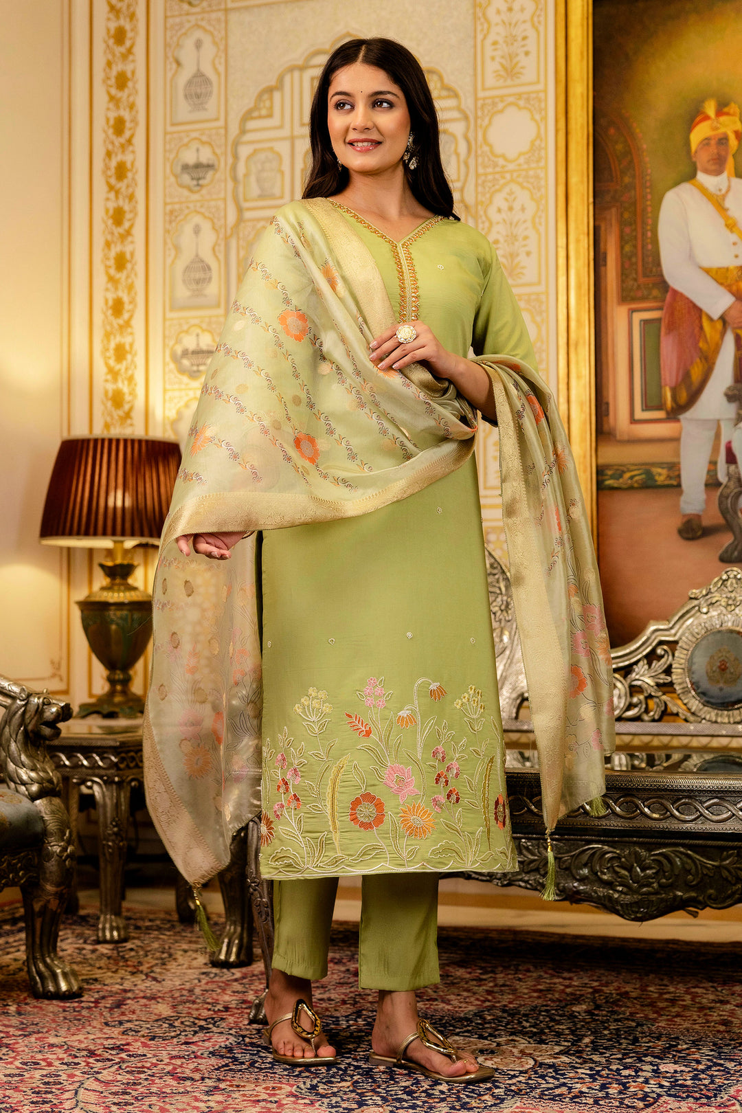 Yellow Viscose Festive Wear Readymade Salwar Suit
