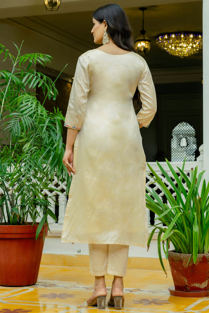 Viscose Silk Beige Color Trendy Readymade Salwar Suit