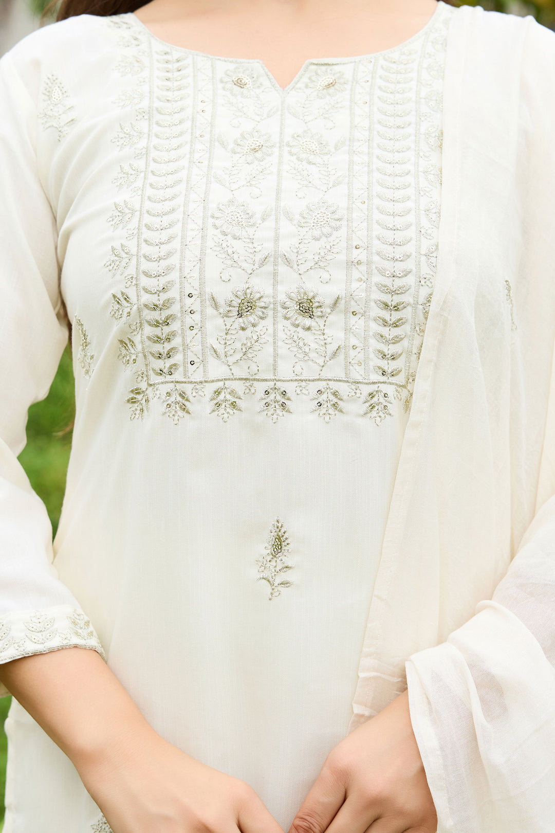 White Rayon Readymade Salwar Suit