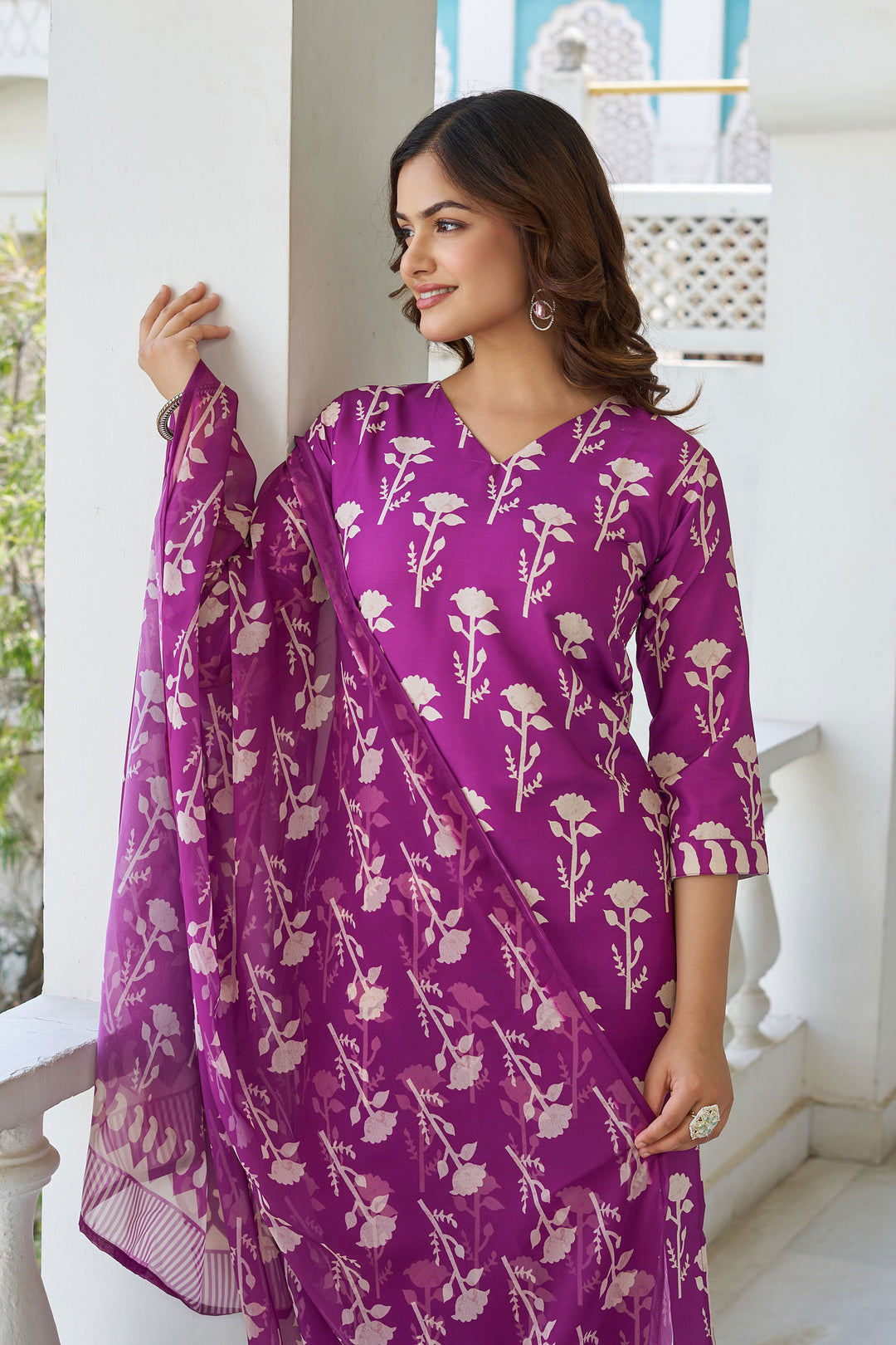 Purple Color Cotton Readymade Salwar Suit