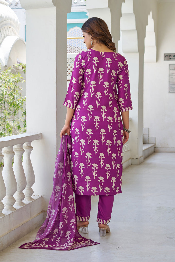 Purple Color Cotton Readymade Salwar Suit