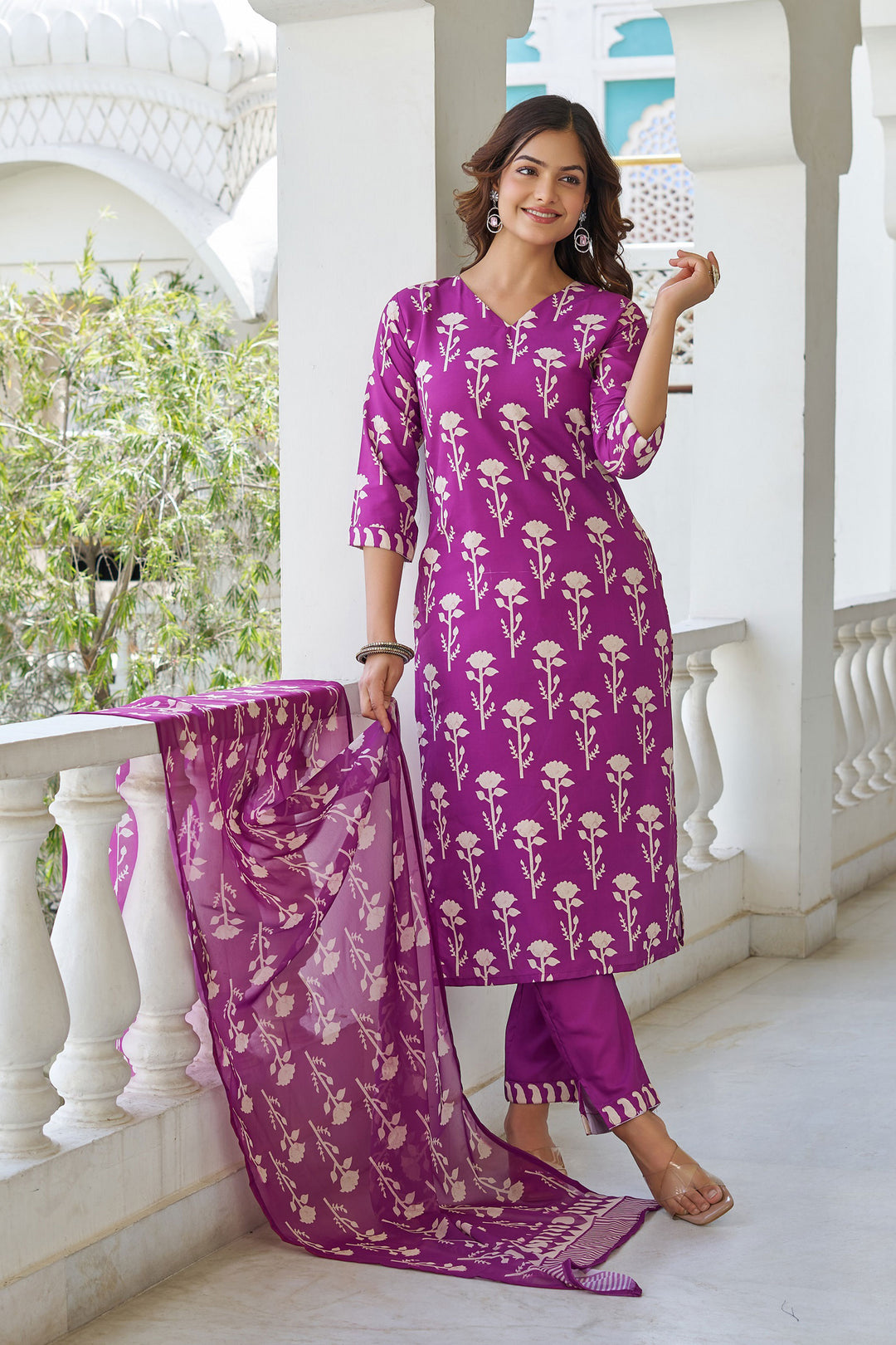 Purple Color Cotton Readymade Salwar Suit