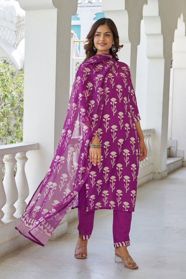 Purple Color Cotton Readymade Salwar Suit