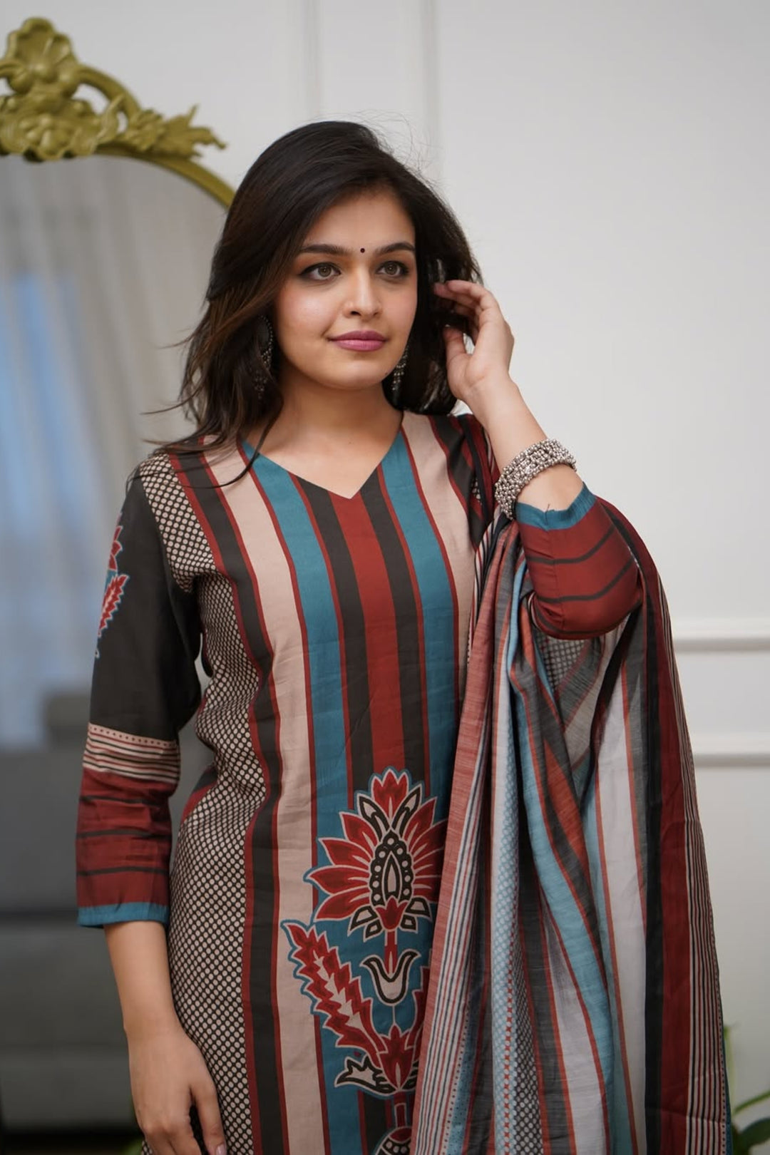 Festive Style Multi Color Readymade Rayon Salwar Suit