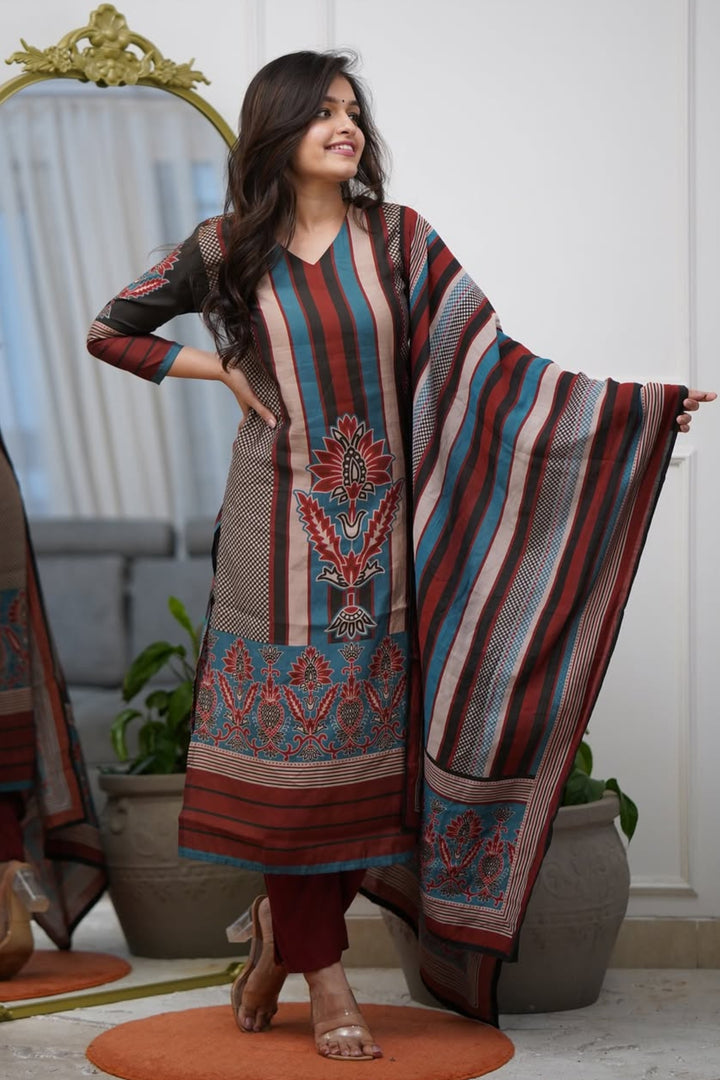 Festive Style Multi Color Readymade Rayon Salwar Suit