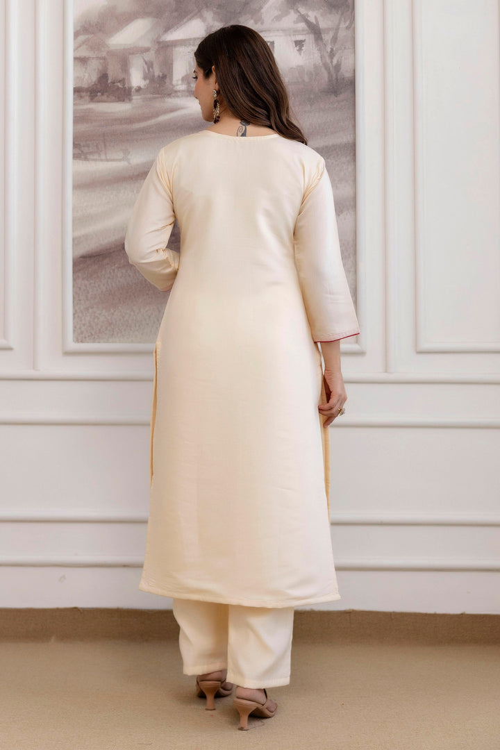 Cream Color Chanderi Readymade Salwar Suit For Festival