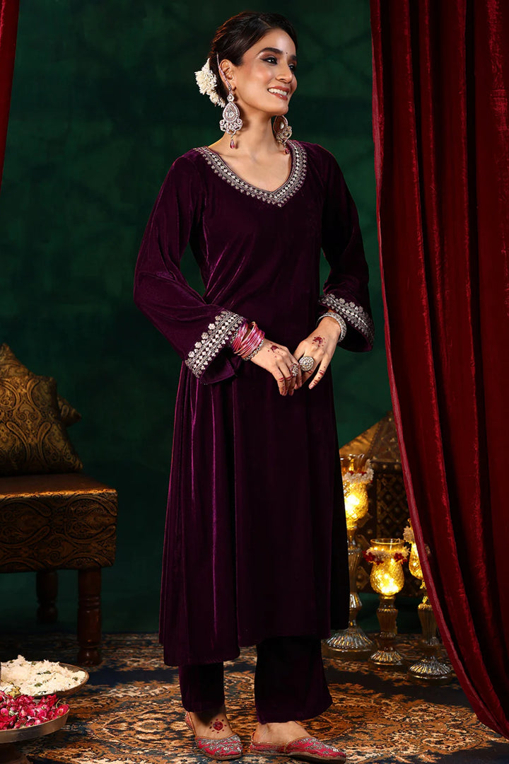 Festive Style Purple Readymade Salwar Suit
