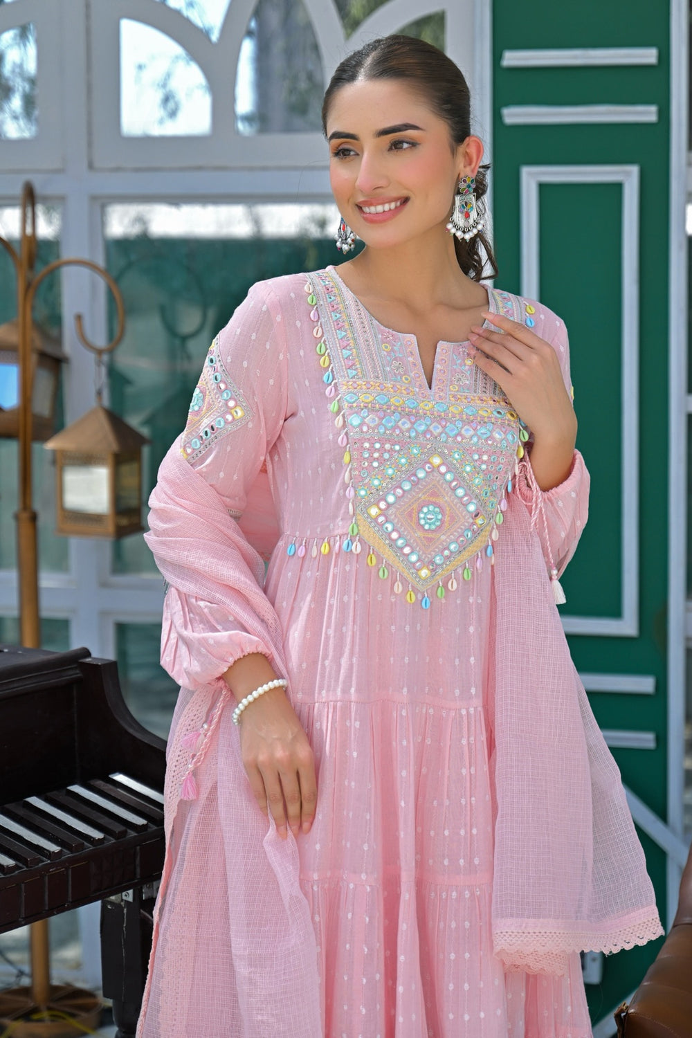 Pink Readymade Embroidered Cotton Salwar Suit | Buy Online India