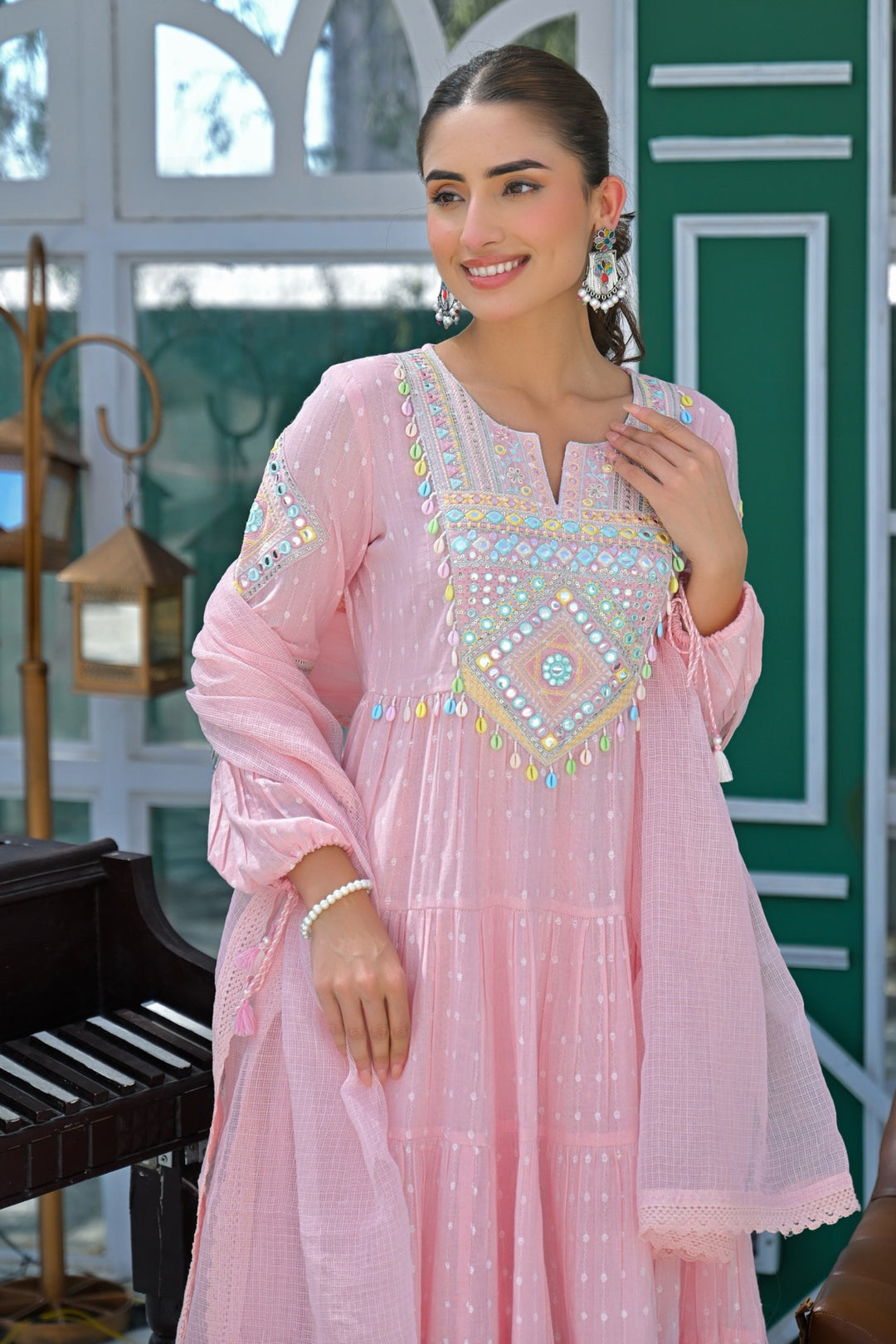 Pink Readymade Embroidered Cotton Salwar Suit | Buy Online India