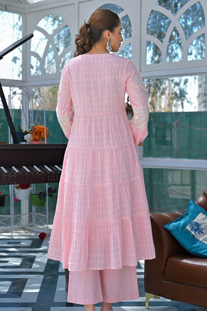 Pink Readymade Embroidered Cotton Salwar Suit | Buy Online India