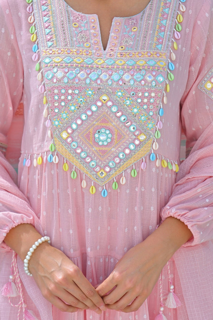 Pink Readymade Embroidered Cotton Salwar Suit | Buy Online India