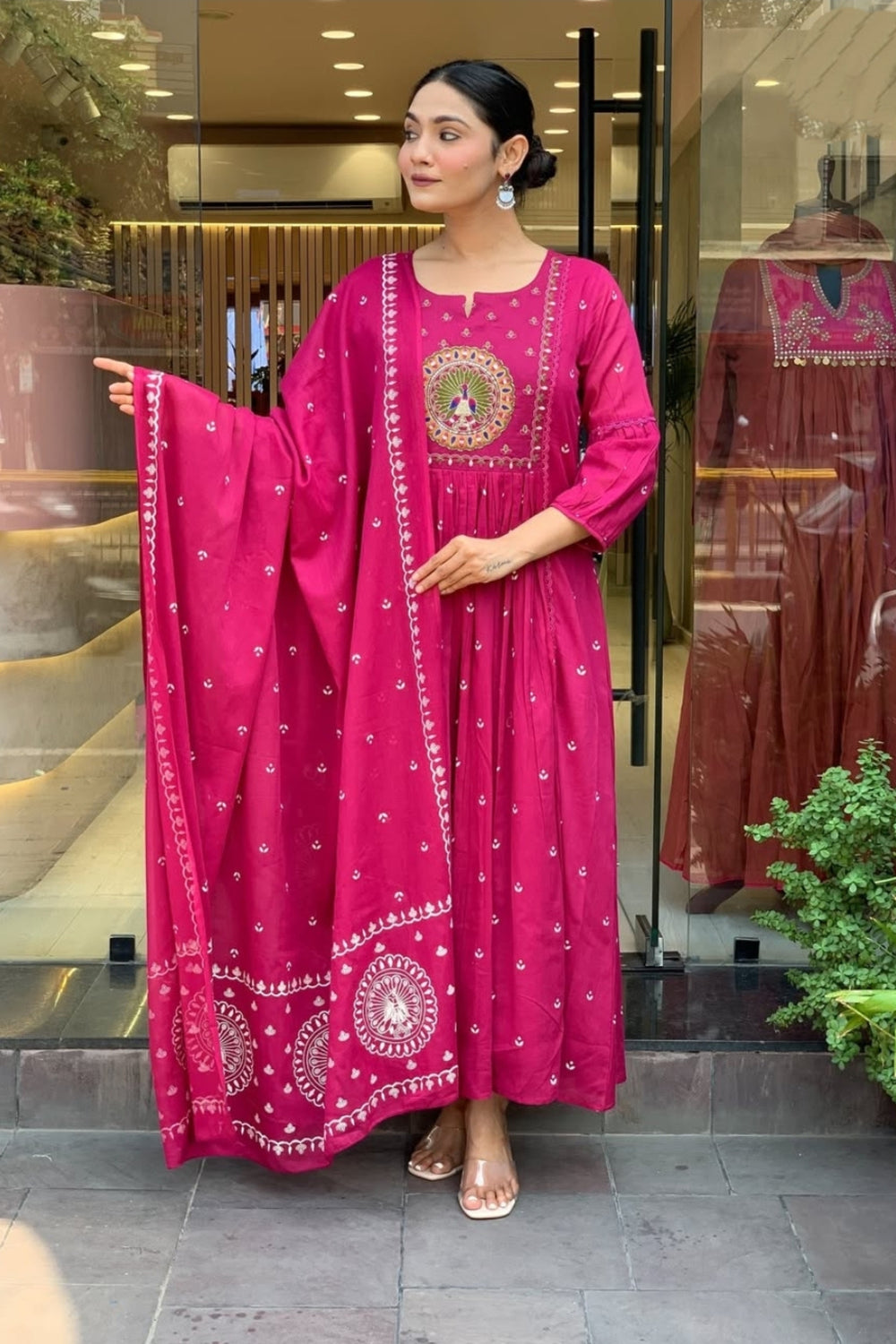 Rani Color Cotton Readymade Embroidered Salwar Suit | Buy Online India