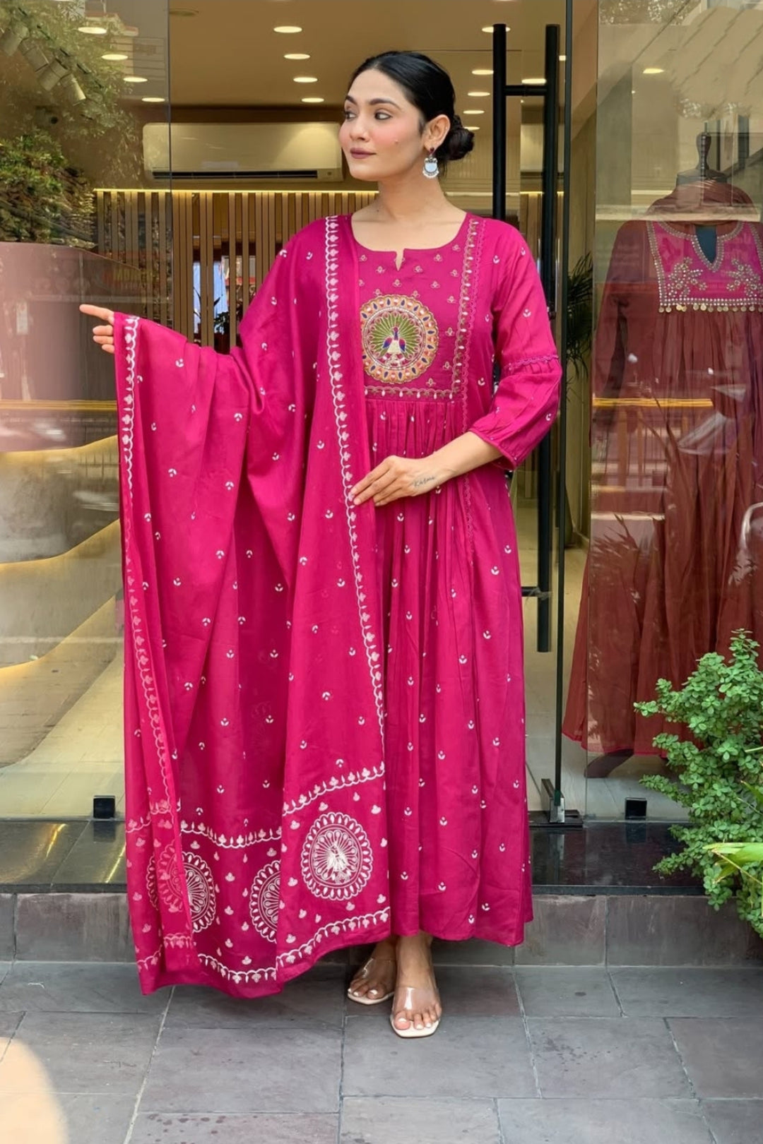 Rani Color Cotton Readymade Embroidered Salwar Suit | Buy Online India