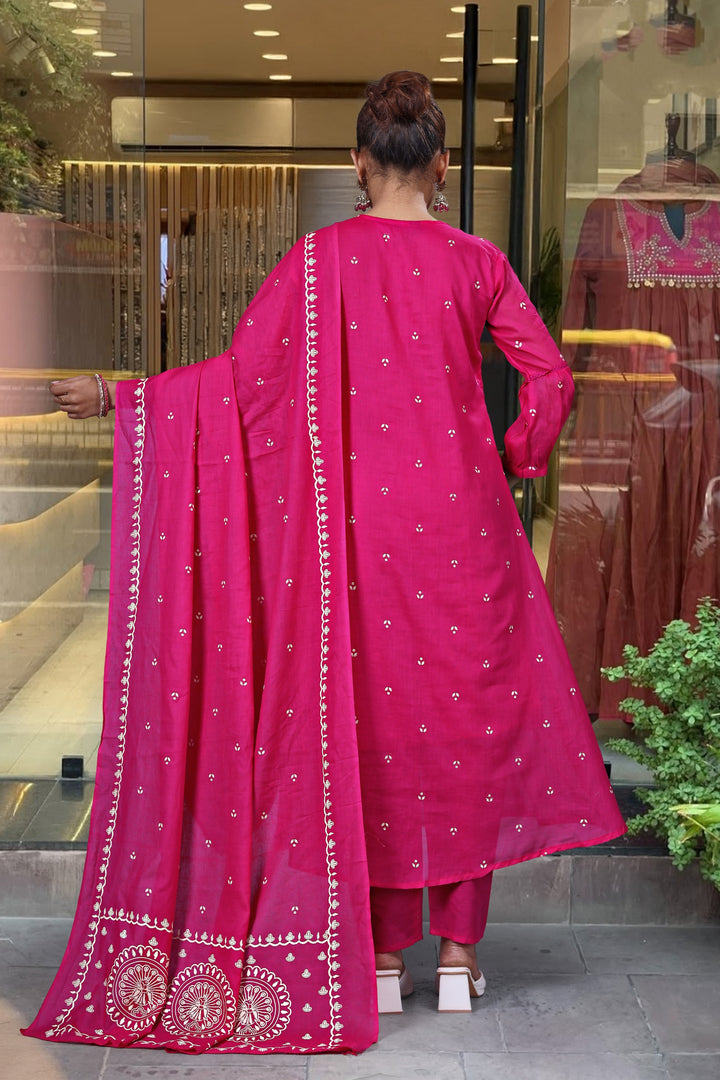 Rani Color Cotton Readymade Embroidered Salwar Suit | Buy Online India